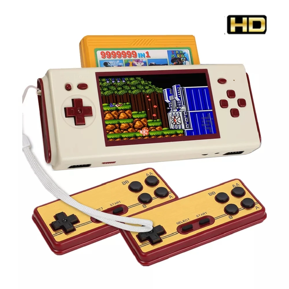 2022 Handheld Game Console Nostalgic Built-in 112 games 4.3 Inch HD Large Screen Compatible With FC Yellow Multi Cartridge