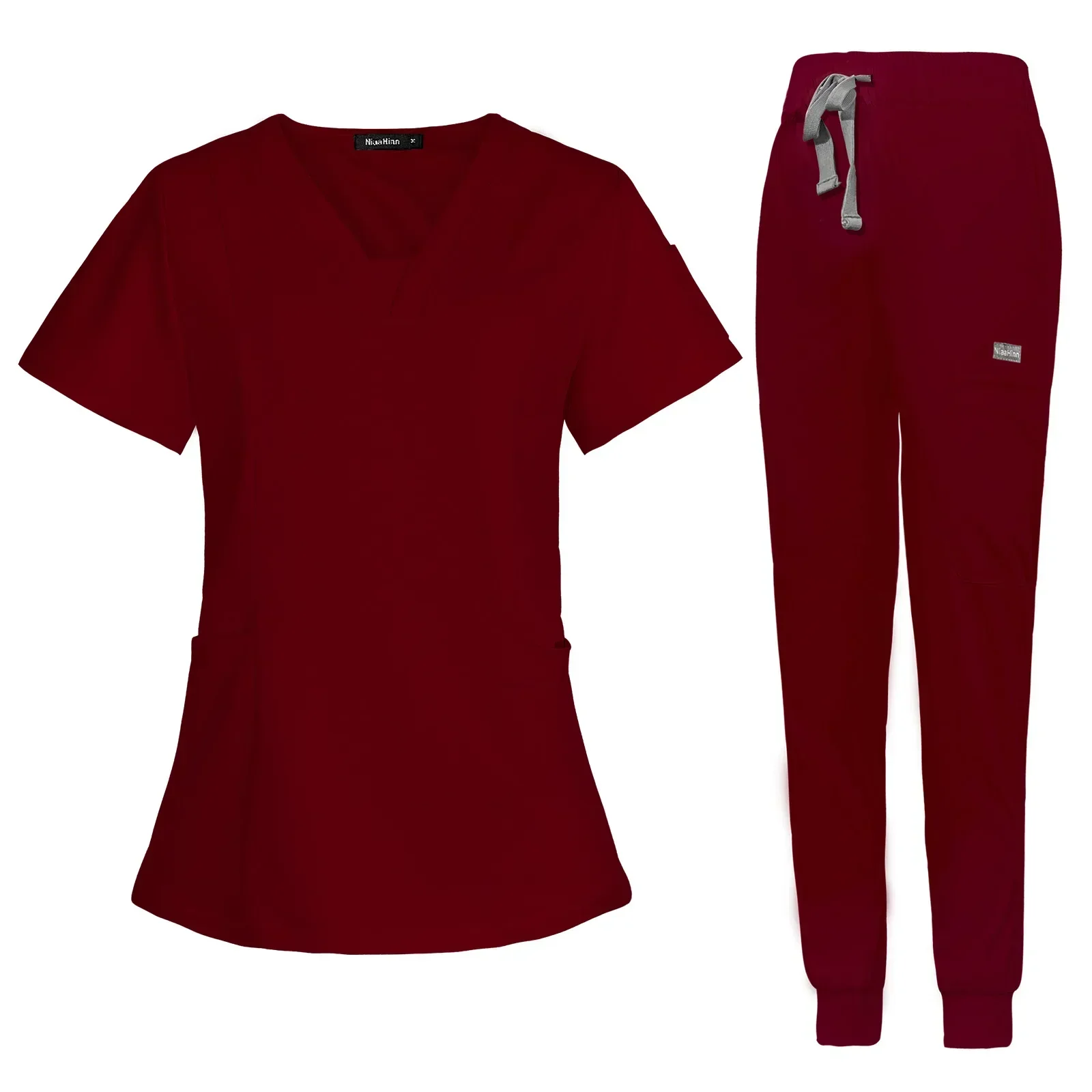 포켓 팬츠 포함 반팔 스크럽 탑, 의료 간호사 유니폼, 의사 수술 작업복, 스파 아웃웨어, 미용실 작업복, 신제품