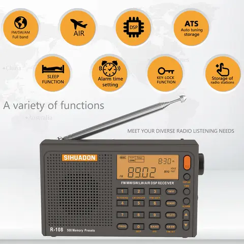 Portable FM stereo radio with alarm and display RADIWOW