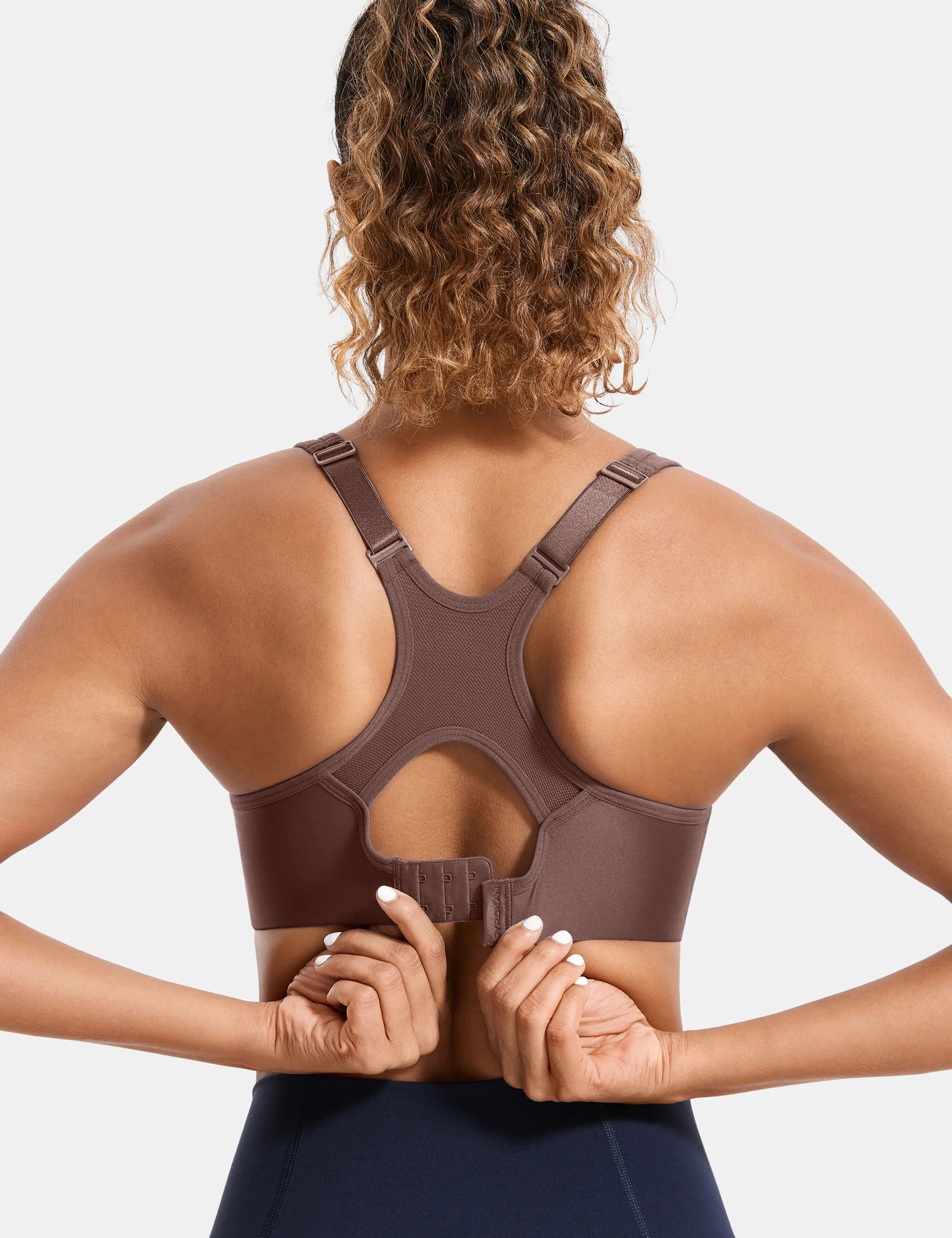 Sutiã esportivo à prova de choque para mulheres, push up, suporte total, racerback de alto impacto, underwire levemente forrado, roupa íntima nova, 2023