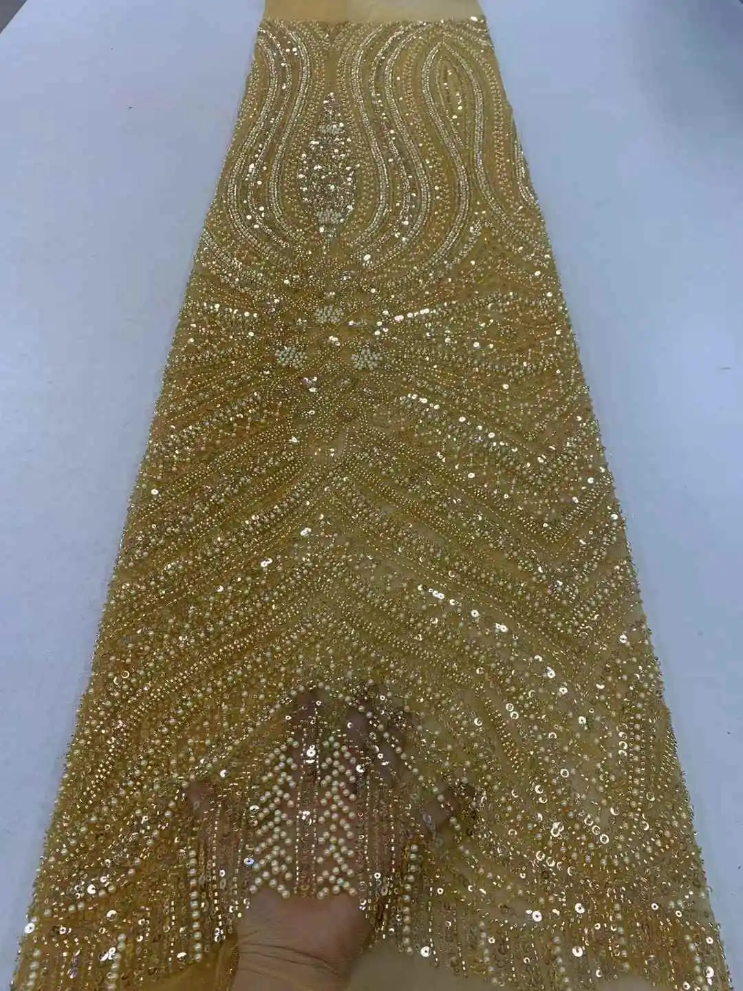 New, Beads Pearls Embroidery tulle Net,Stones, African fabric/Heavy/Beaded  French Yarn lace/Evening Dresses/Wedding, 5kg,