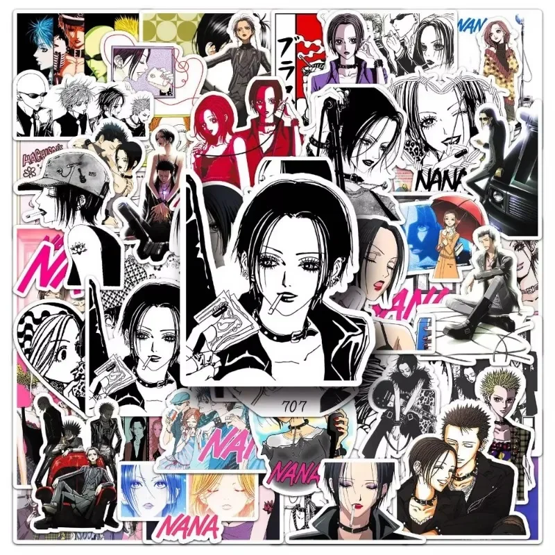 10/50Pcs New Kawaii Komatsu NANA Anime Stickers Cool Girls Oosaki NANA Sticker Skateboard Scrapbooking Luggage Cartoon Decal Toy