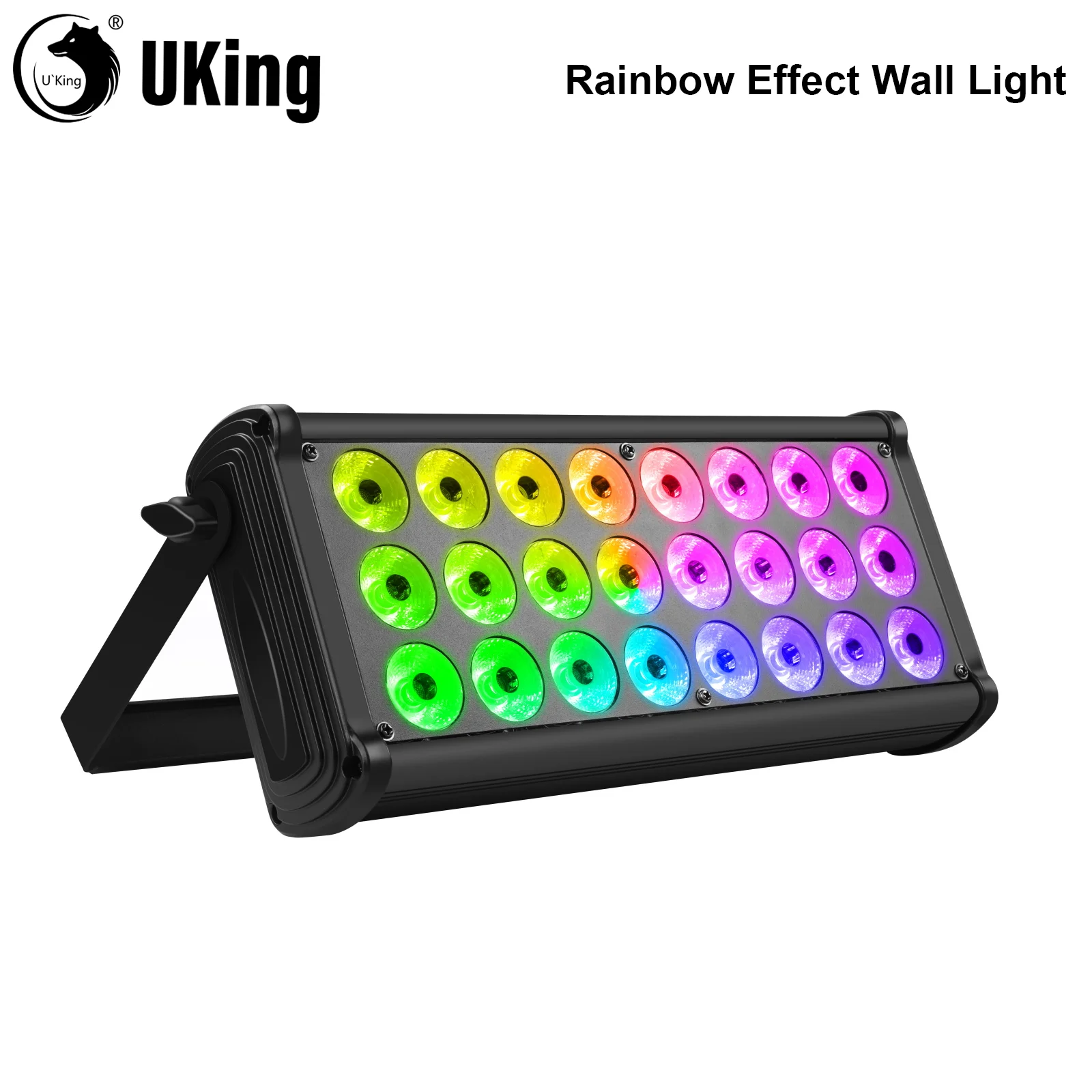 U'king เอฟเฟกต์สายรุ้งไฟติดผนัง24LED การผสมสีไฮไลท์สำหรับอาคารกลางแจ้งแสงไฟฉาย LED อาคารภายนอก