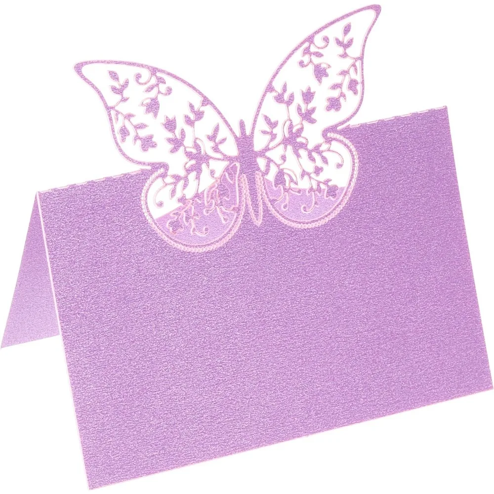 

Table Name Place Cards, 50Pcs Favor Decor Hollow Butterfly Cut Design Blank Card for Wedding Party Seating Place Cards,