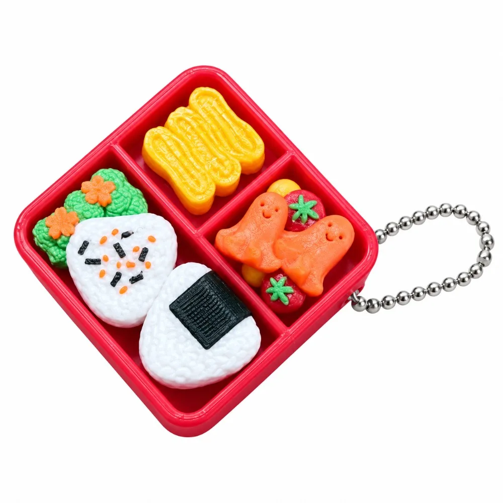Plastic Imitation Sushi Clicker Keychain Clickable Buttons Bead Chain Food Keychain Rice Ball Fidget Clicker