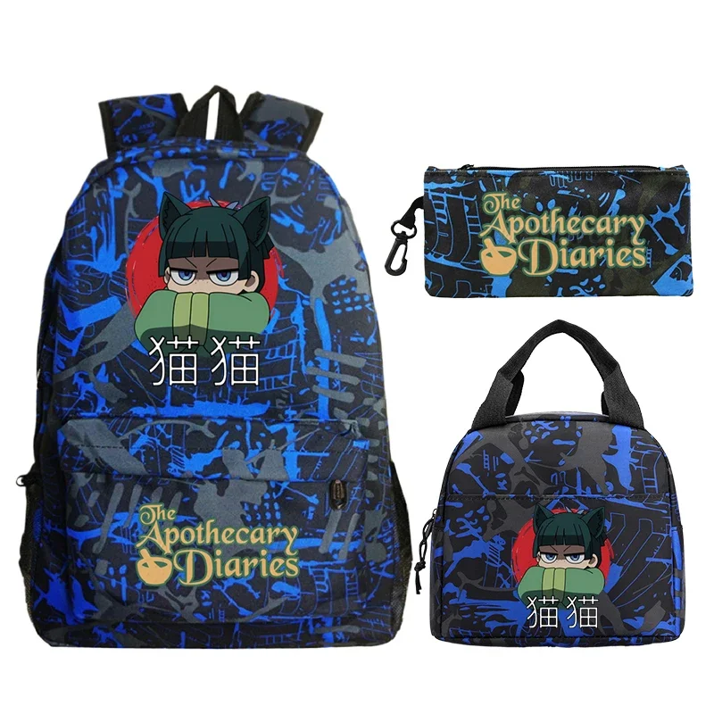3Pcs The Apothecary Diaries Anime School Bags Set for Girls Boys with Lunch Box Pencil Case Manga Maomao Backpack Travel Daypack