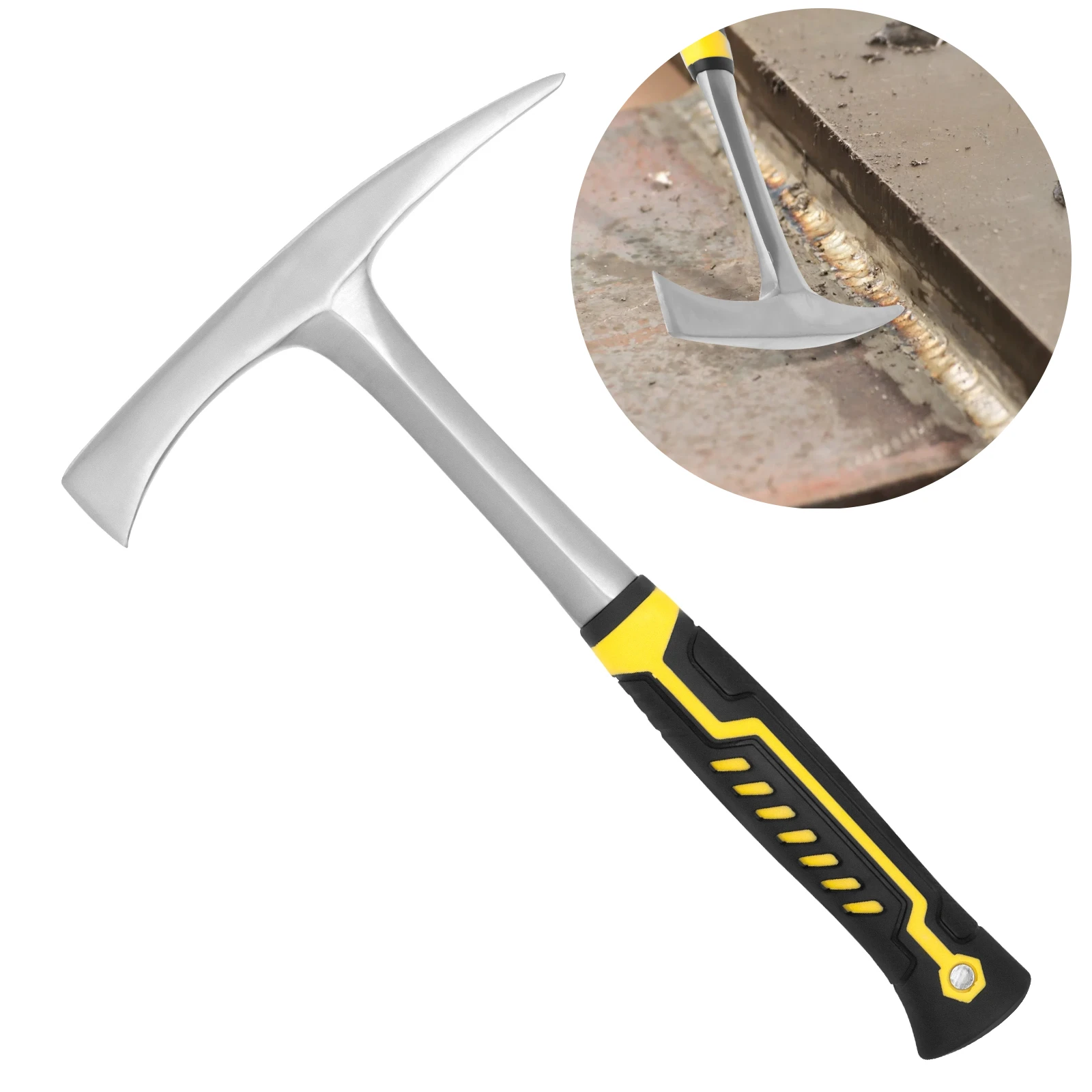 

Двусторонний функциональный сварочный молоток из высокоуглеродистой стали, антикоррозийная противоскользящая амортизирующая ручка, легкий сварочный молоток