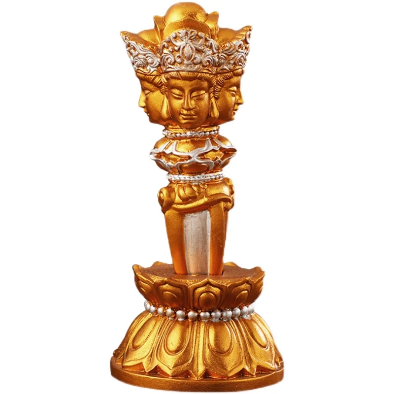 19cm Gold Resin 3 Faces Vajra Tibetan Buddhist Supplies Sweeping Demon Putting Decortae King Kong Ornaments - Image 5