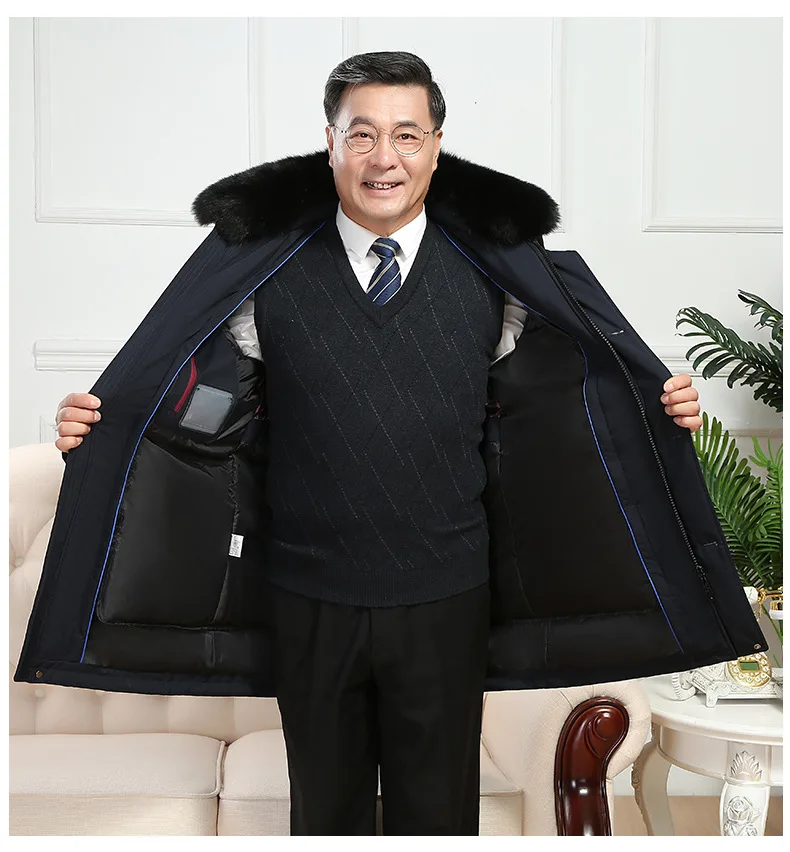 Men's Down Coat And Parkas Windbreaker Puffer Jacket Overcoat Winter Padding Man White Goose Down Jacket Removable Liner HXY1273
