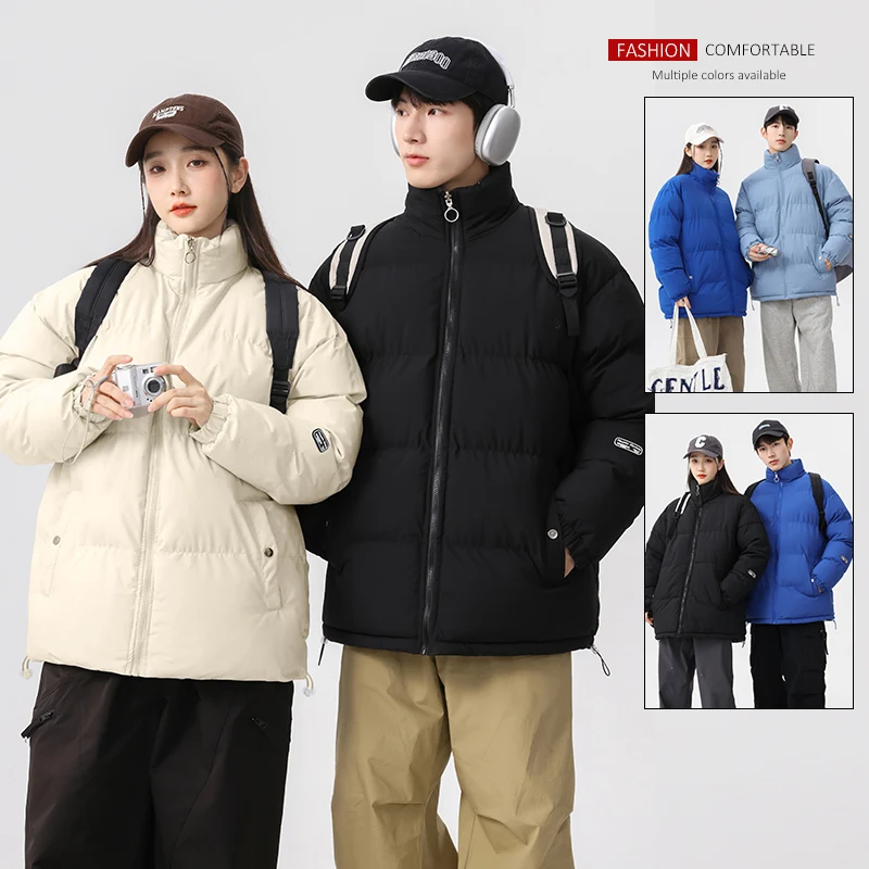 2024 Winter Warm Student Puffer Jacket Cotton Coat Double-sided Wearing Men\'s Cotton-padded Jacket Loose Fashionable Plus Size