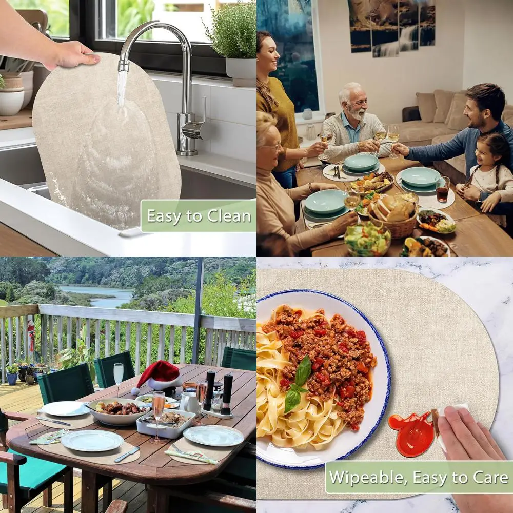 

Набор из 8 овальных нескользящих кожаных салфеток, двухслойных водонепроницаемых, термостойких, легко чистящихся для обеденных и журнальных столиков, B