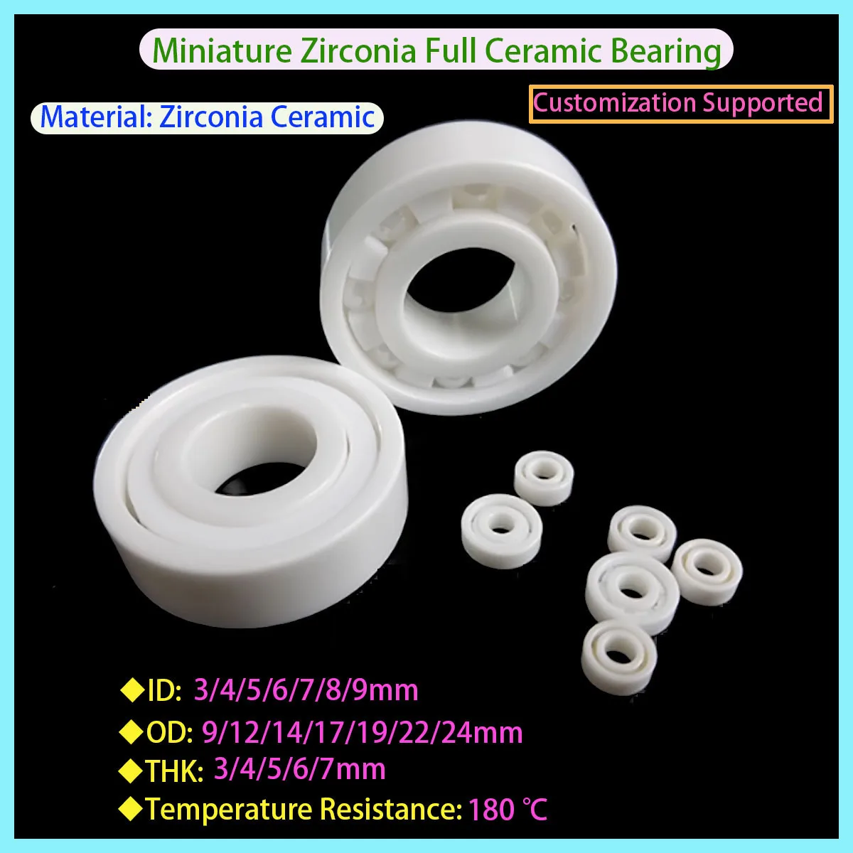 673 674 675 676 677 678 679 مضاد للتآكل ومقاوم لدرجات الحرارة العالية ZRO2 محامل سيراميك زركونيا