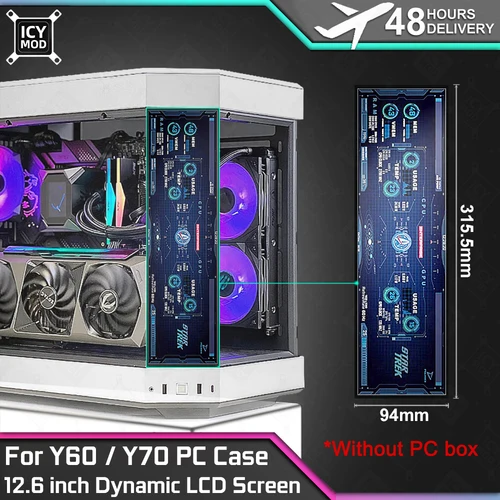 DIY LCD 데이터 모니터링 디스플레이 스크린, 1920x515 해상도, 동적 보조 화면 MOD, PC 박스 없음, Y60, Y70, 12.6 인치 