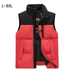 Plus size 8XL Sleeveless Coats Mens Solid Color Down Jacket Winter Warm Graphene Vest Jacket Waistcoat Outwear Windbreaker Gile