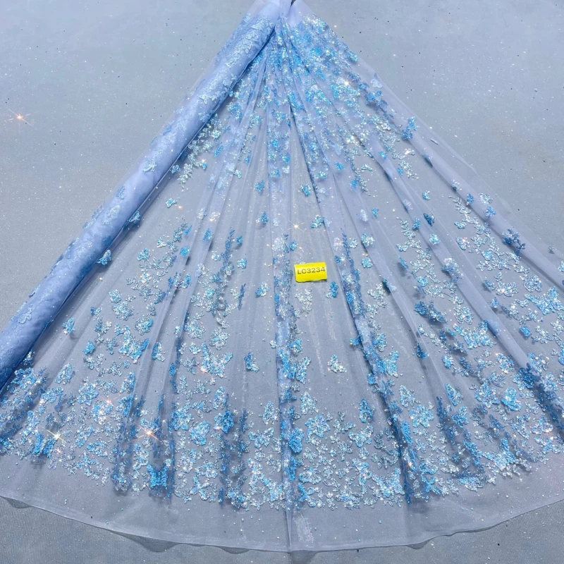 

10 Yards Sky Blue Patterned Wedding Dress Fabric Mesh Spray Lace 150cm Wedding Party Pink Spray gold Tull fabric