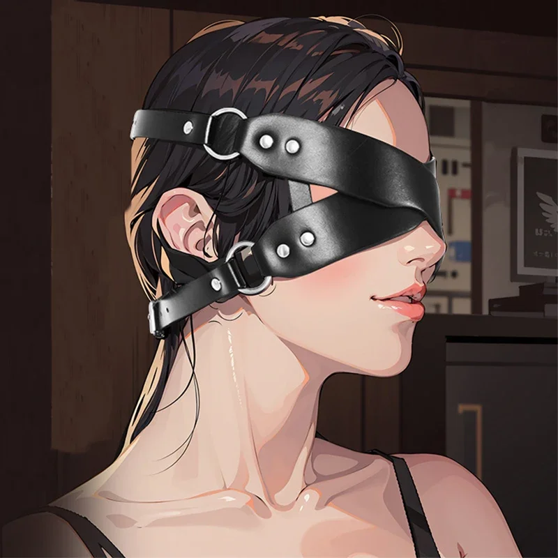 Máscara de cuero de Color sólido, gafas de Anime, accesorios sexys para mujer, máscaras ajustables de estilo exótico, juego con venda para los ojos de PU para parejas adultas