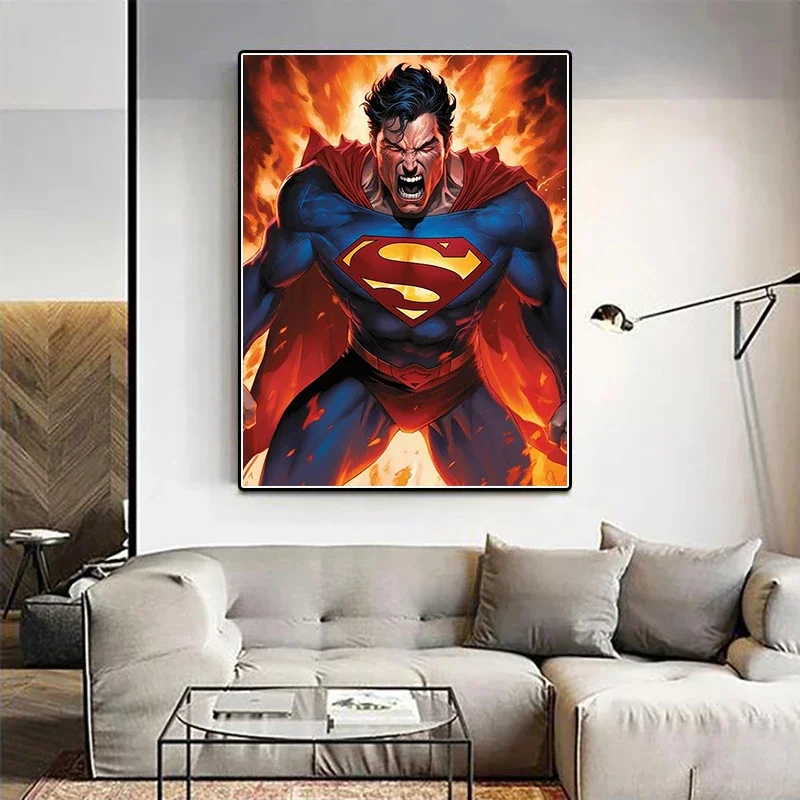 Handmade DIY American DC Anime Square Diamond Painting Kit Superman Superhero Cross Stitch Diamond Mosaic Home décor