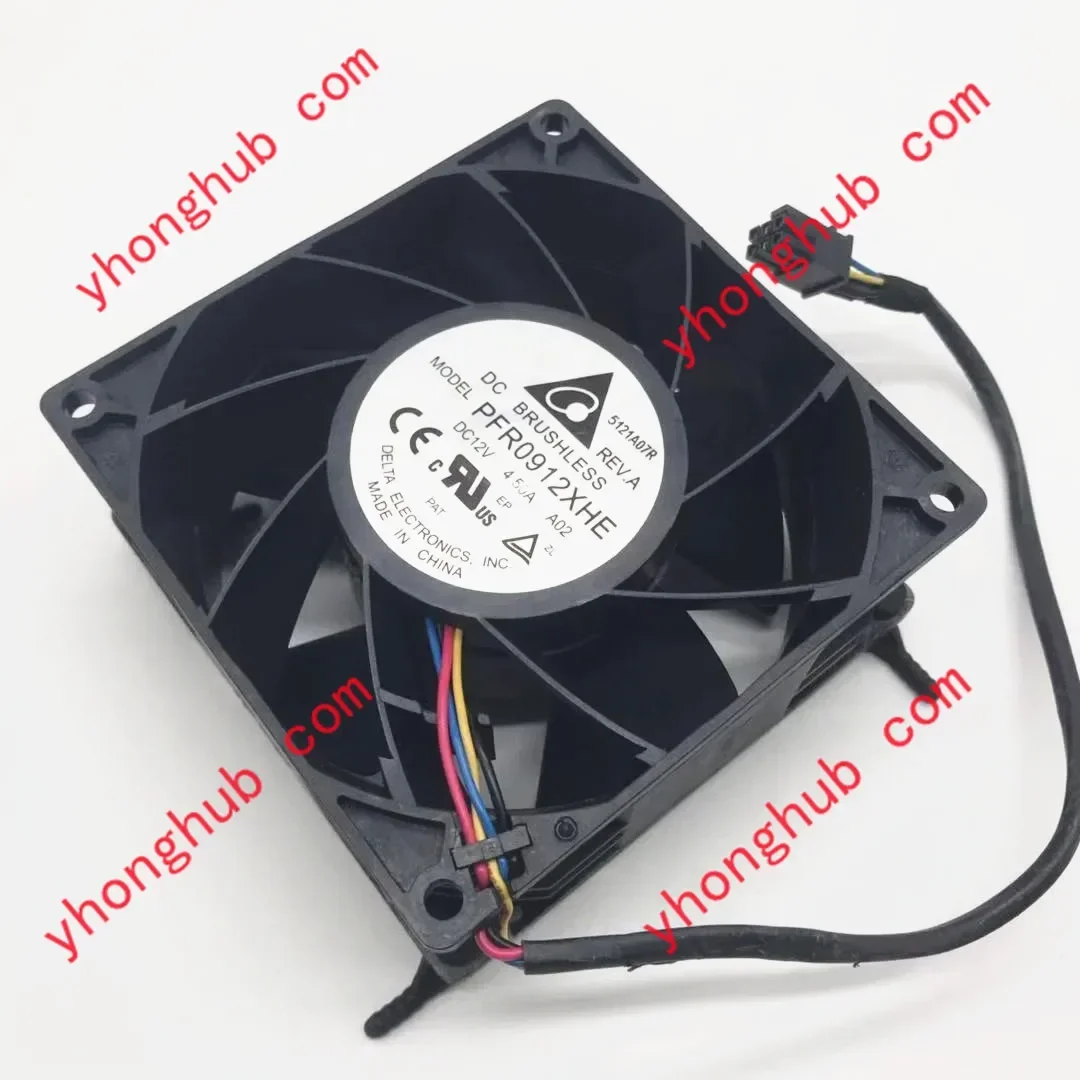 Delta Electronics PFR0912XHE A02 DC 12V 4.50A 4-Wire 90x90x38mm Server Cooling Fan