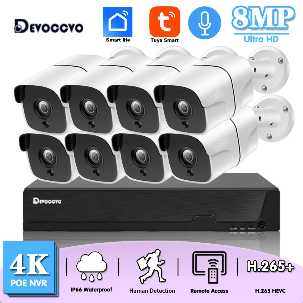 

Smart Life 8CH POE NVR Security Camera System Outdoor Waterproof IP Camera Video Surveillance System Kit 8MP Tuya CCTV NVR Kit