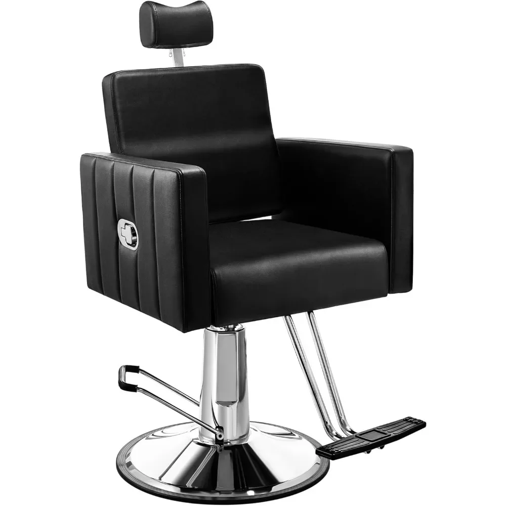 Comfortable Reclining Salon Chair with Removable Headrest, Weight Capacity up to 440 lbs