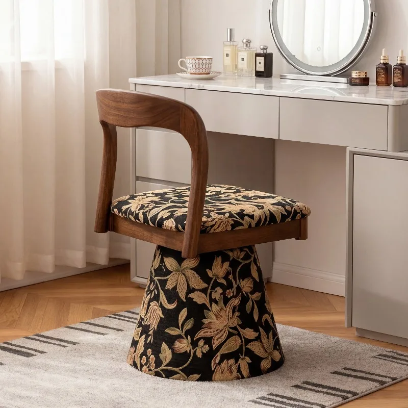 Upgrade Comfortable Makeup Vanity Chair Brown Narrow Luxury Makeup Vanity Chair Round Designer Silla Tocador Bedroom Furniture
