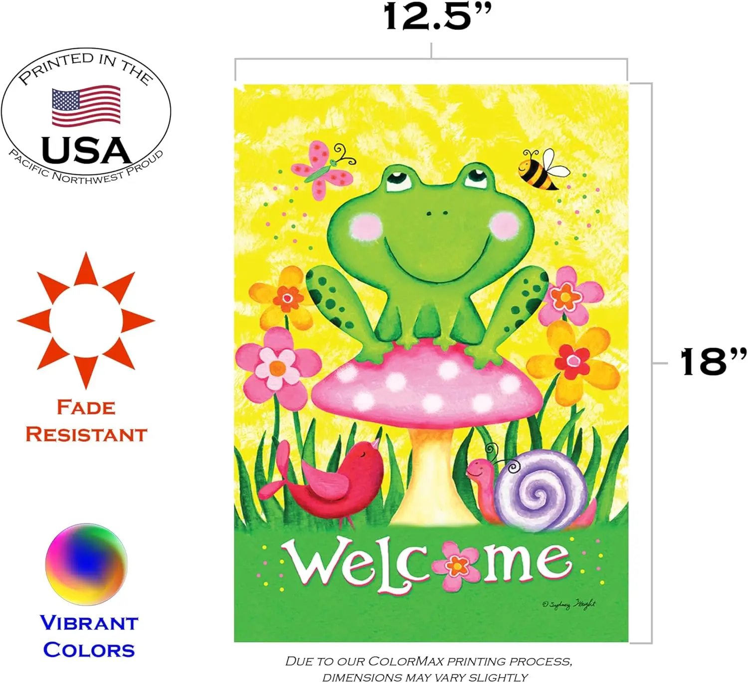 Toland Home Garden 1110055 Welcome Froggie And Friends Flag 12x18 Inch Double Sided Garden Flag for Outdoor House Welc