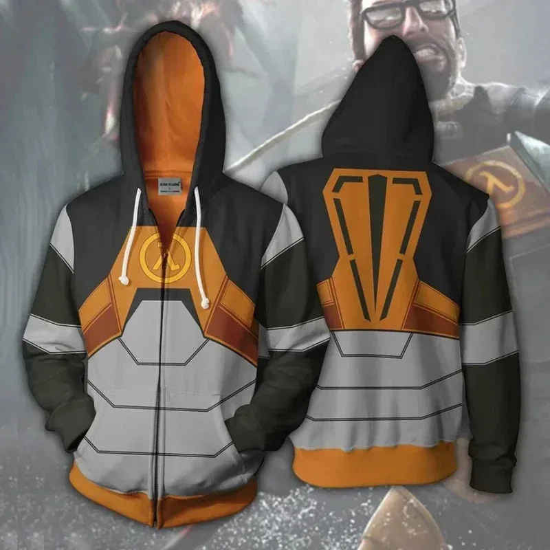 

Game Half-Life Dr.Gordon Freeman 3D Print Hoodies Jacket for Men Spring and Autumn Coat Tops Cosplay Costume Christmas Gift