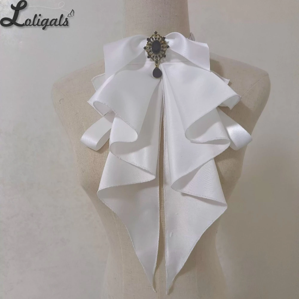 Sweet Detachable Lolita Collar Jabot Necktie Elegant Cascading Ruffle Cosplay Bow Tie Neck Accessories