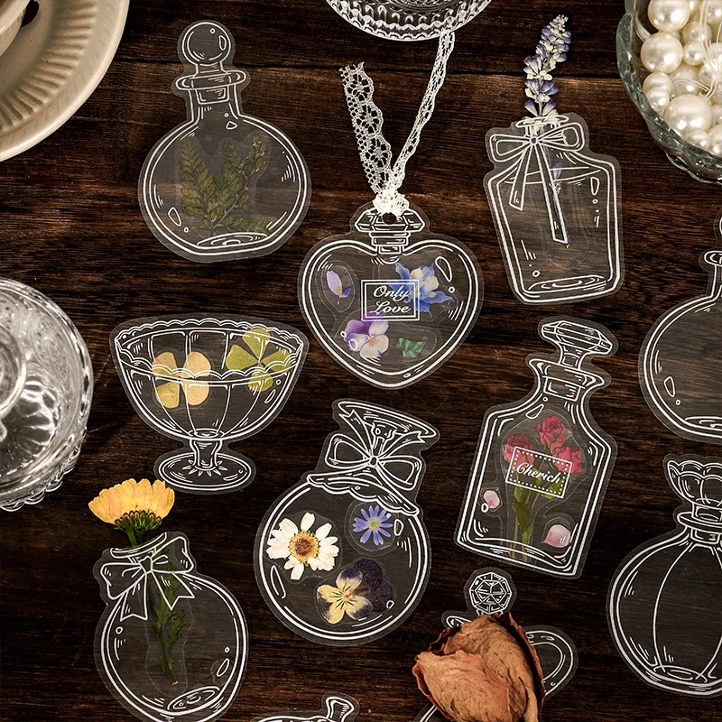 20Pcs DIY Transparent Cup Stickers Photo Album Scrapbook Luggage Decoration Glassware Shape Decoration Stickers