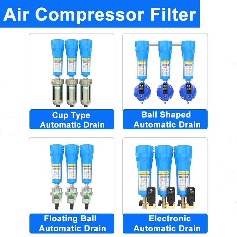 Compressed Air Precision Filter Automatic Drainage QPS Air Compressor Oil Water Separator Air Pump Cold Dryer