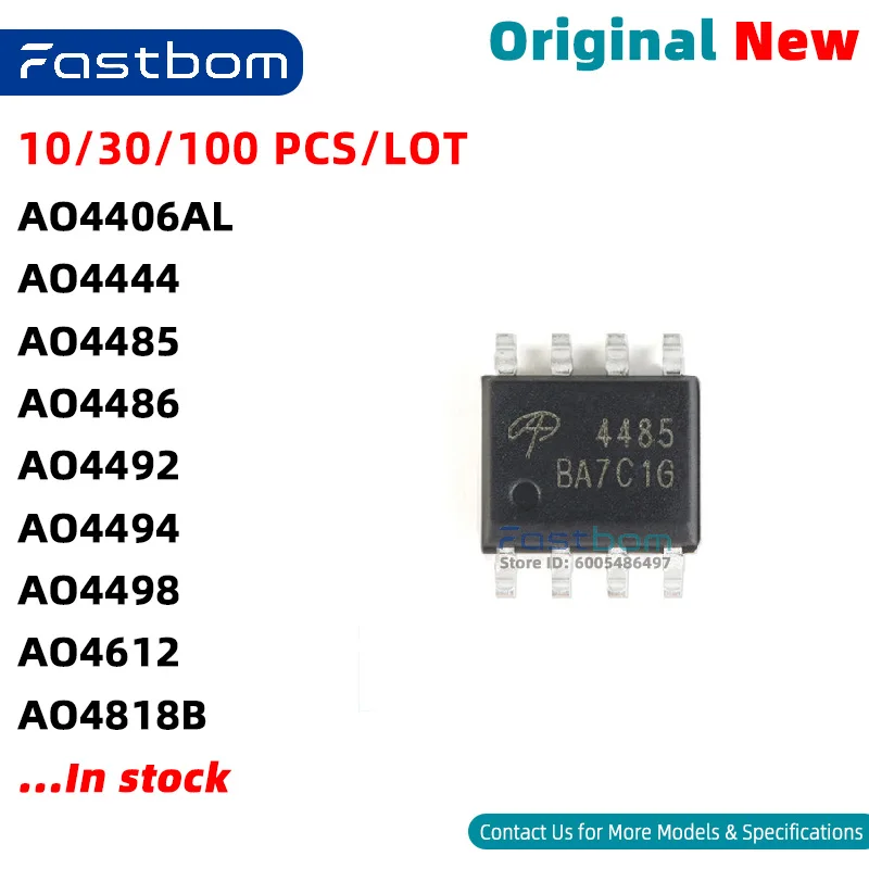 AO4485 AO4612 AO4486 AO4818B AO4444 AO4406AL AO4492 AO4494 AO4498 SOIC-8 N-CHANNEL MOSFET New Original
