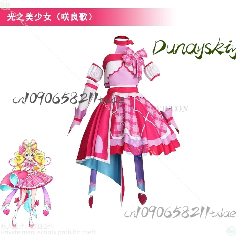 Shop1104345165 Store Pretty Cure You And Idol Cosplay Sakura Uta Cure Idol زي Kawaii الوردي السحري لوليتا الهالوين