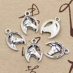 12pcs Charms Horse Head In Horseshoe 21x15mm Antique Making Pendant fit,Vintage Tibetan Bronze Silver color,DIY Handmade Jewelry