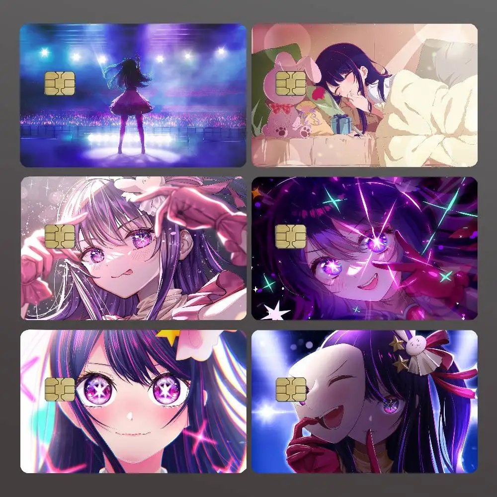 Anime A-Ai H-Hoshino Credit Skin Cover Card Stickers 4PCS Film Bus Pass Front Decoration Bank Debit Waterproof