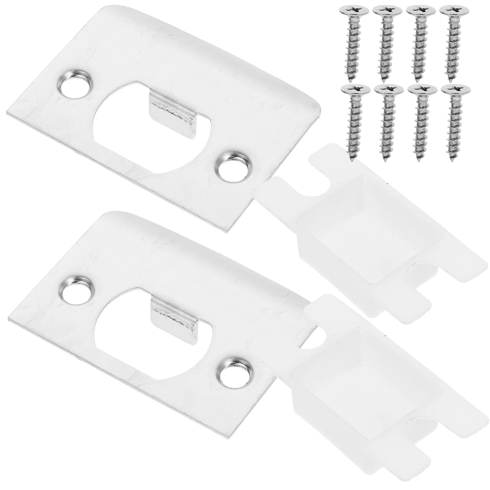 2 Sets Door Locks for Front Plate Covers Strike Filler Stainless Steel Room Striker Plates Repair Kit Reinforcement