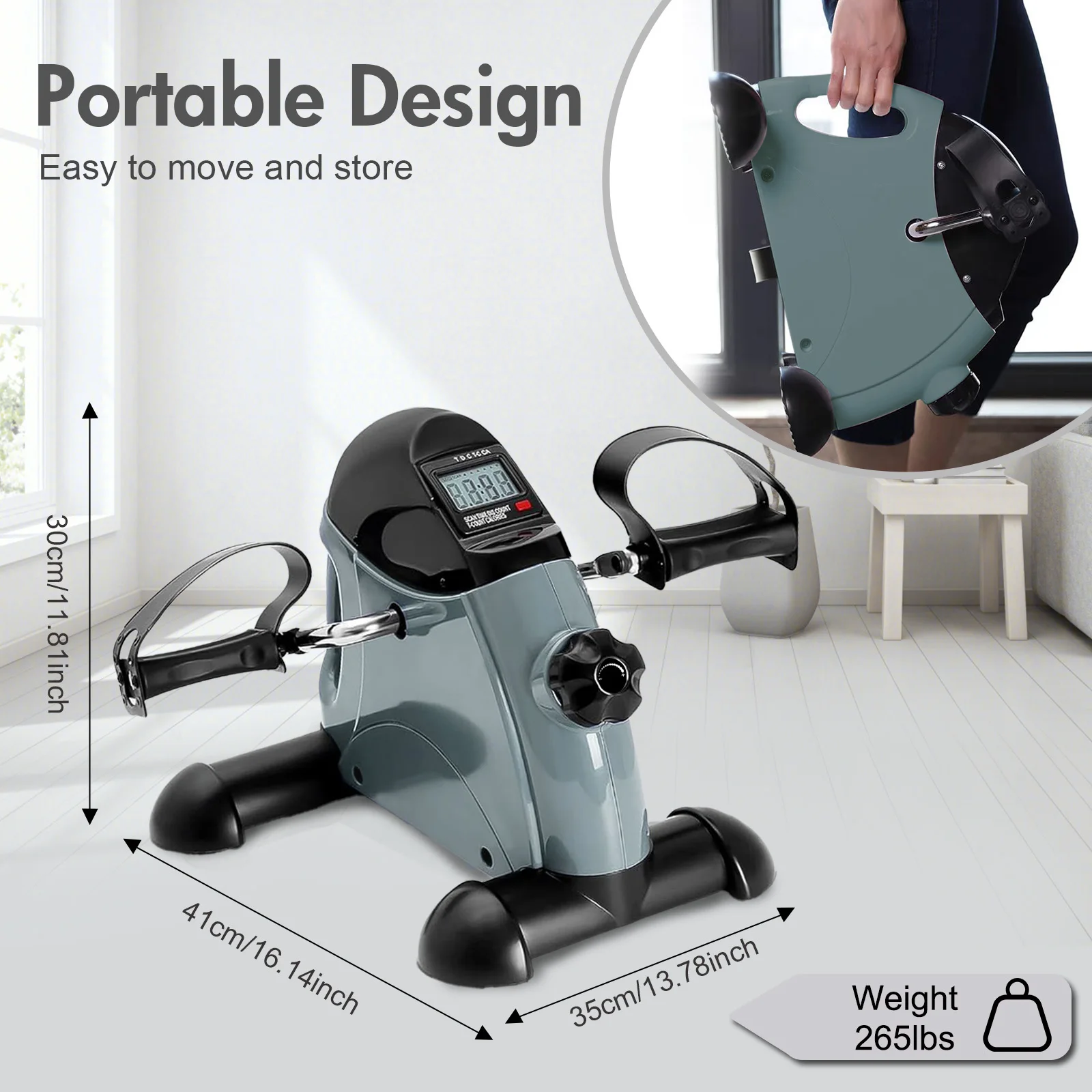 Mini Pedal Exercise Bike Under Desk Bicycle Trainer Fitness Cycling Portable LCD Display Arm Leg Fitness Equipment Home Office