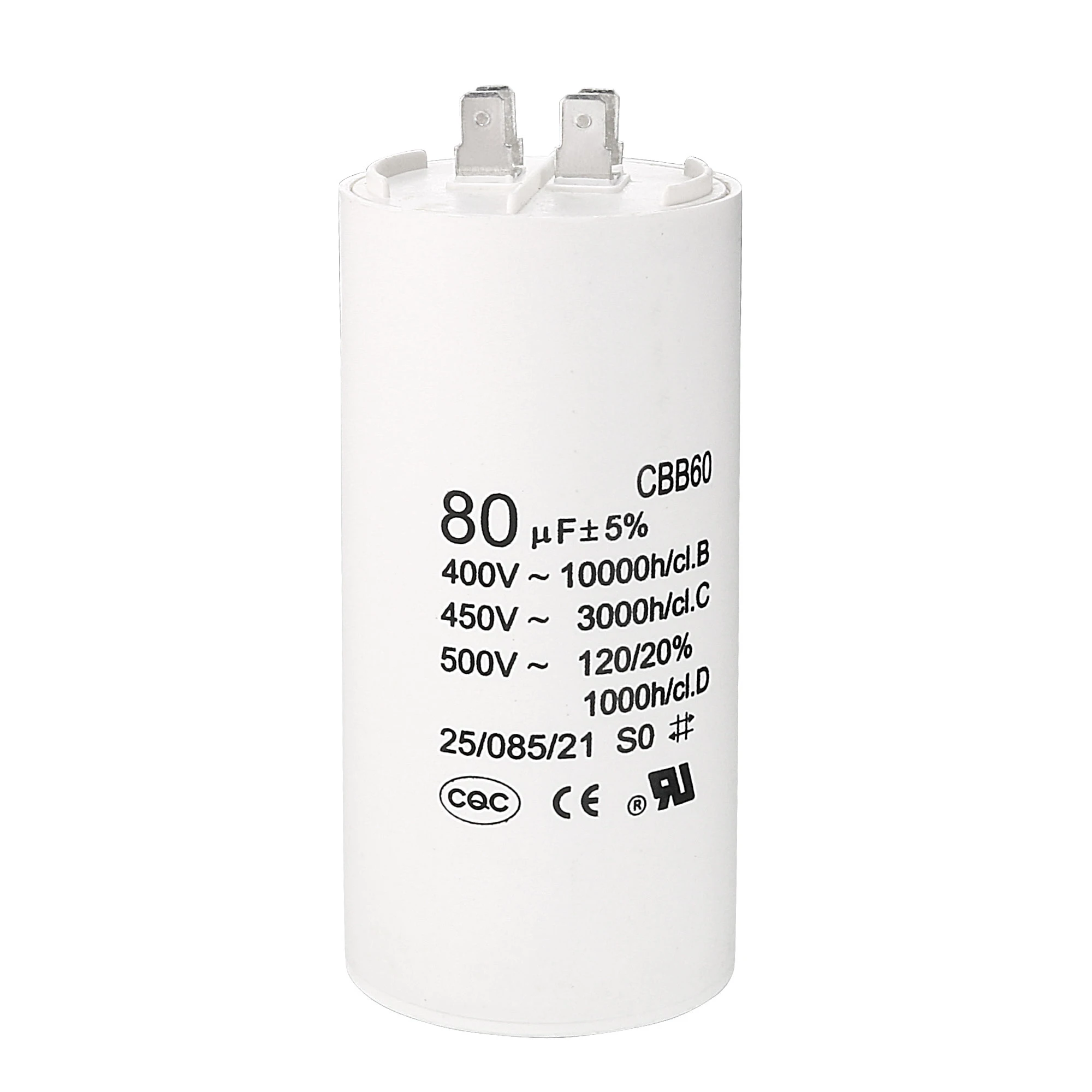 1Pcs CBB60 Run Capacitor 8uF-80uF 450V AC Double Insert 50/60Hz Cylinder White for Air Compressor Water Pump Motor