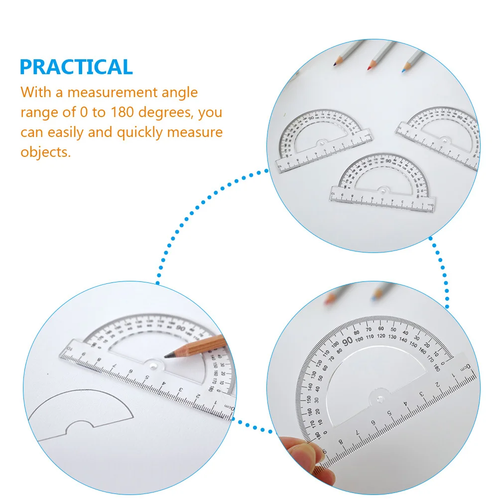30 قطعة منقلة الرياضيات أدوات مكتبية للطلاب 180 درجة أداة قياس لصياغة الهندسة مكتب المدرسة استخدام منقلة بلاستيكية #3