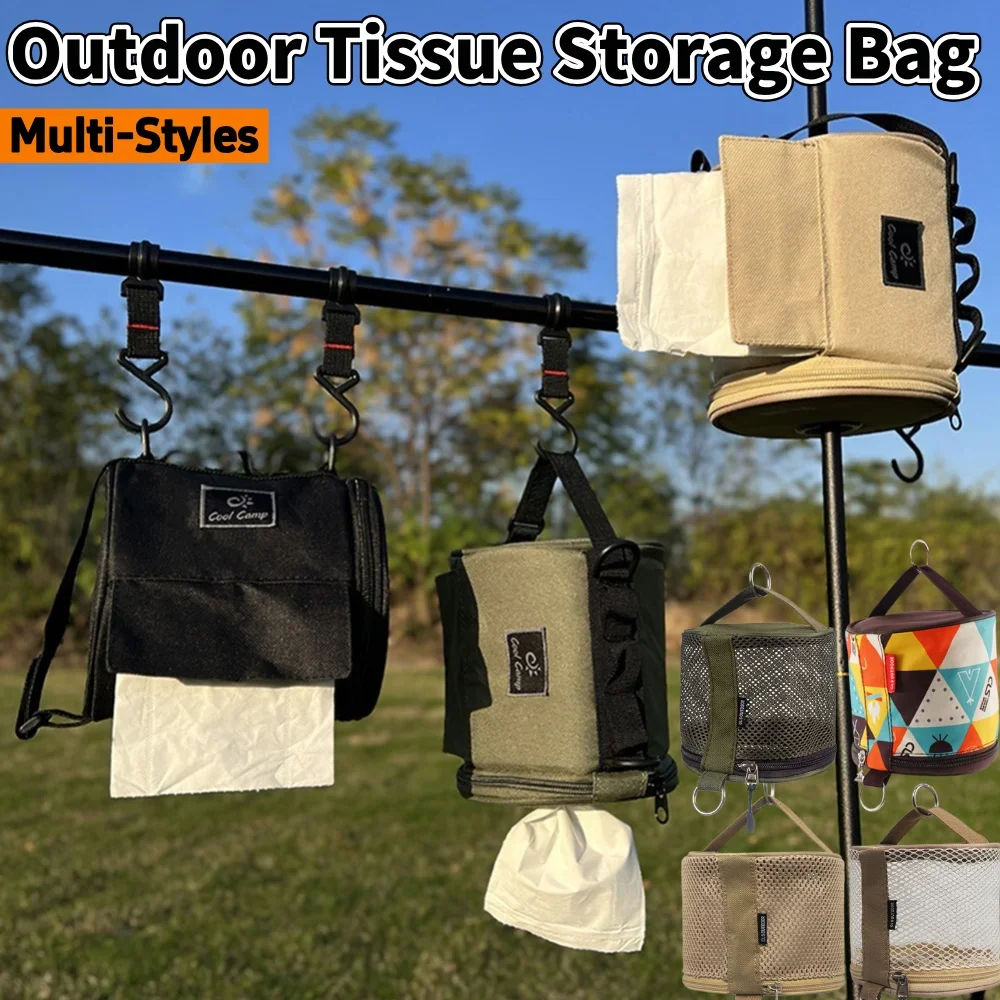 Outdoor-Camping-Taschentuchbox, tragbare Rollenpapier-Aufbewahrungstasche mit Haken zum Aufhängen für Outdoor-Camping-Taschentücher