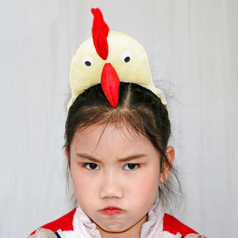 สาว Rooster Headbands ไก่ตลก Headwear กว้าง Hairband สวมใส่การ์ตูน Hairband วันเกิด PARTY F3MD