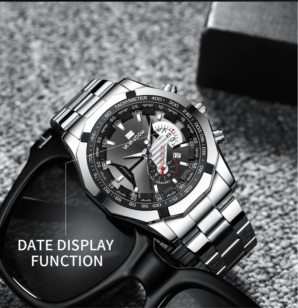VA VA VOOM Relogio Masculino Watch Men Square Mens Watches Top Brand Luxury Golden Quartz Stainless Steel Waterproof Wrist Watch