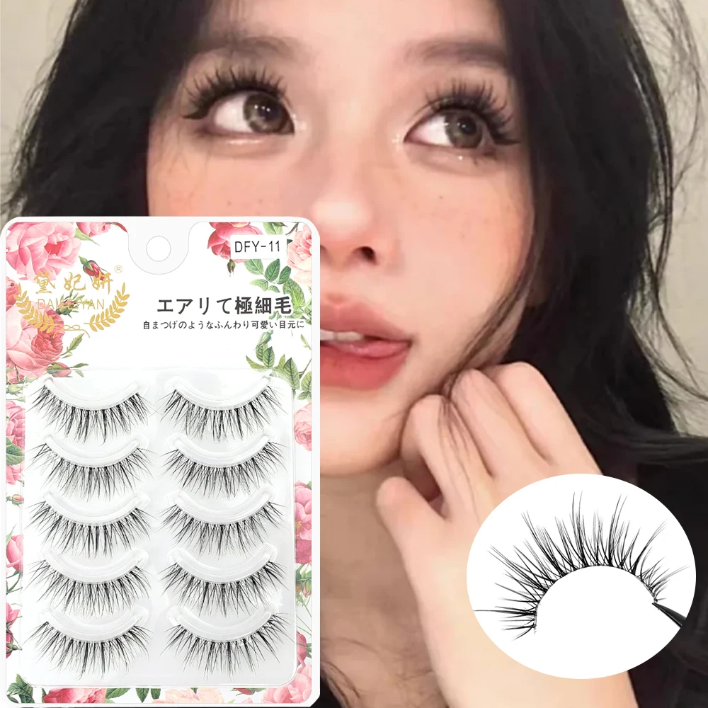 Soft Thick False Eyelashes Natural Lasting Manga Fake Eyelash Handmade Clear Strip Lashes Extension Makeup Korean Eyes Cosmetics