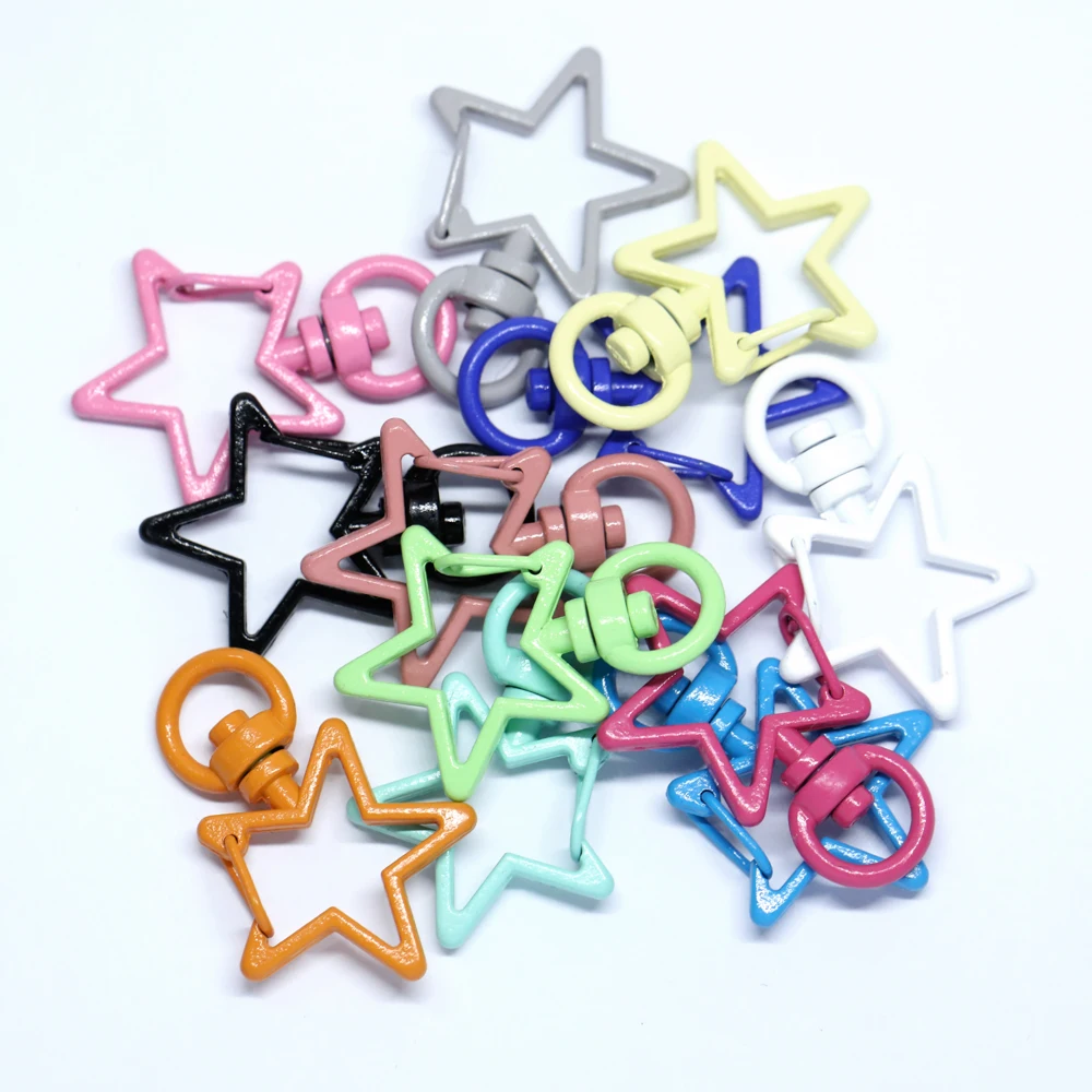 Colorful Star shape Keychains Lobster Clasps Hooks Key Chain Key Rings Spring Buckle for DIY Trinkets JewelryAccessories Finding