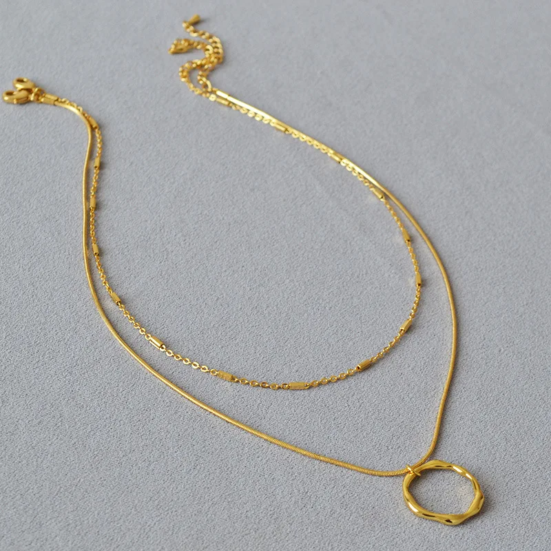 

Brass With 18K Gold Snake Chain Beads Layered Necklaces Women Jewelry Punk Hiphop Designer Runway OL Gown Boho Top Japan