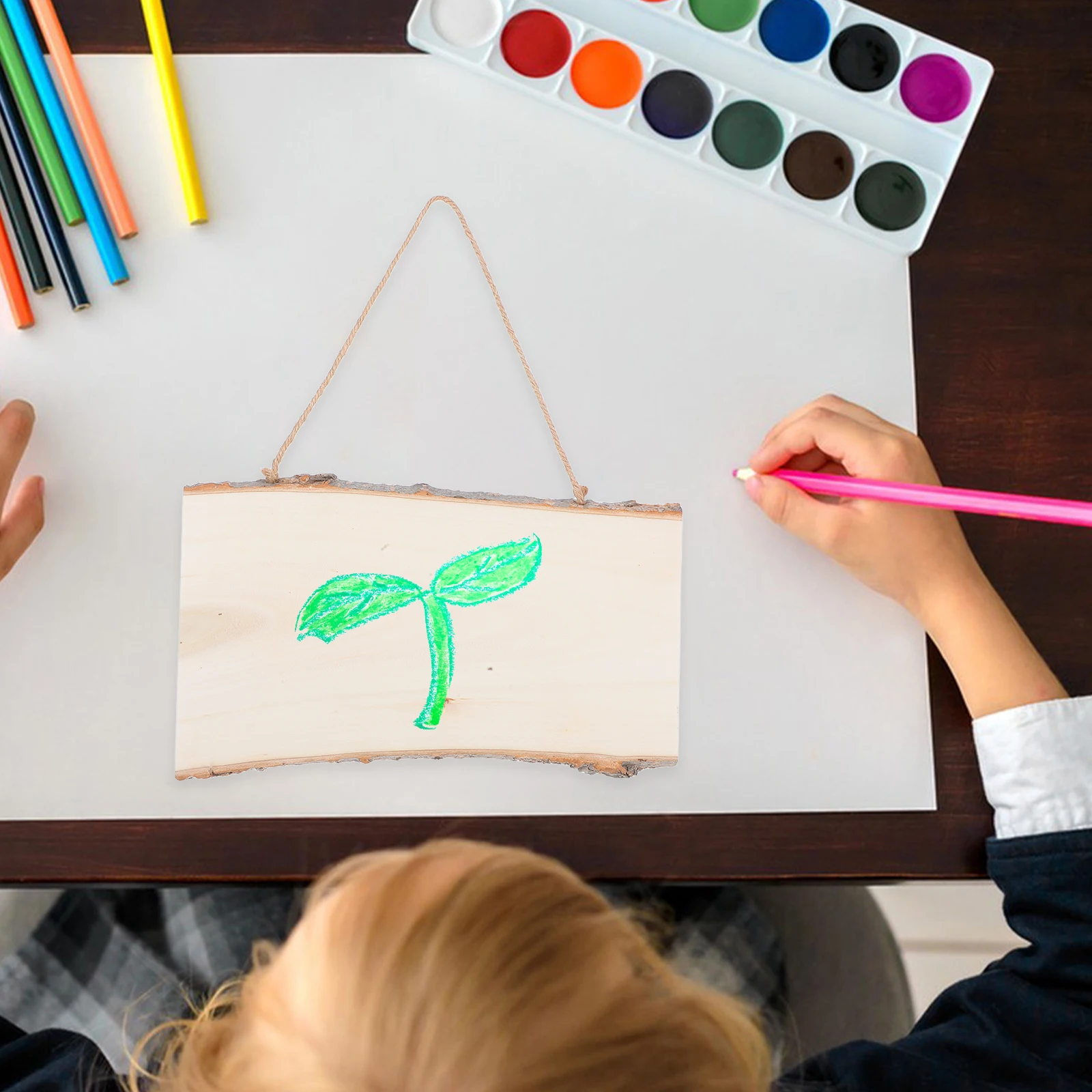 2 قطعة لوحة معلقة خشبية الإبداعية فارغة لوحة رسائل ذاتية الصنع لعرض الحائط مقهى المنزل مطعم متجر ديكور بلون 16x25 سنتيمتر #1