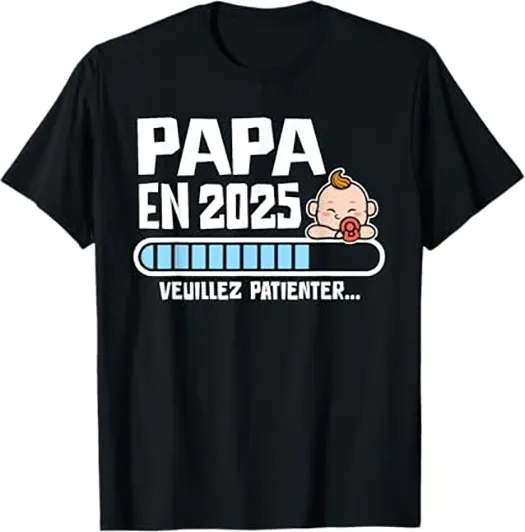 

Футболка Futur Papa 2025 Футболка Papa En Cours 2025, черная