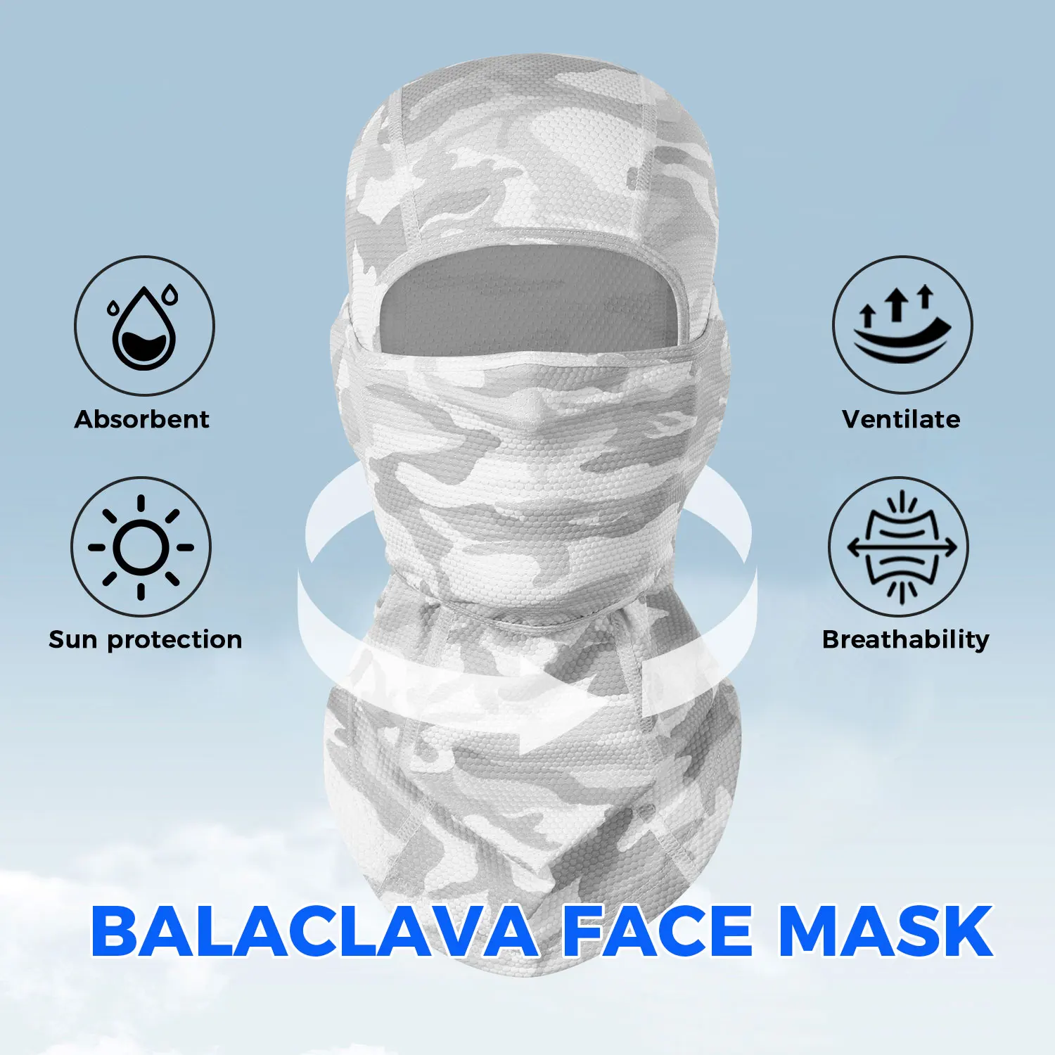 Ski Mask Full Face Balaclava Hat Strong Breathable Sweat Absorption Headscarf Neck Cover for Skiing Riding Sports Headgear Men