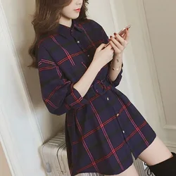 Fashion Lapel Button Printed Bandage Lattice Shirt Female Clothing 2023 Autumn New Casual Tops All-match Office Lady Blouse