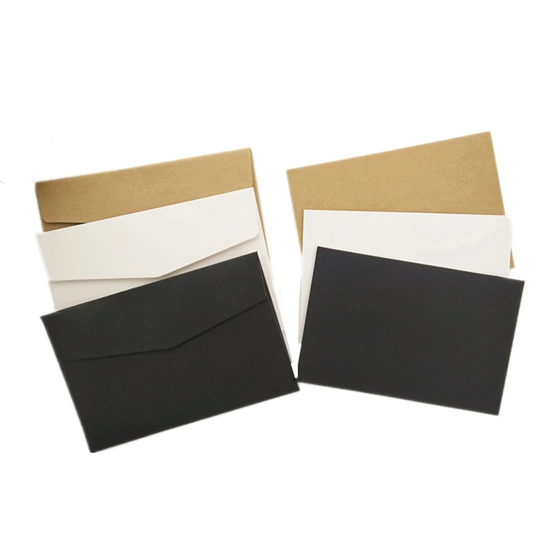 10pcs/20pcs Kraft Paper Greeting Card with Envelope Letter Paper Set Party Wedding Invitation Cards DIY White Black Postcard