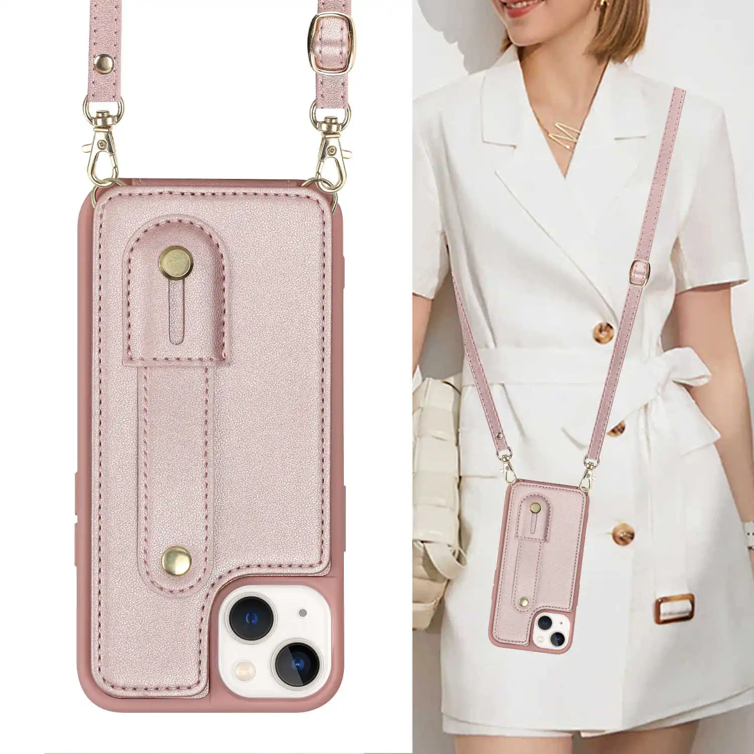 Crossbody Leather Wallet Card Slot Case For iPhone 14 Pro Max 11 12 13  X XR XS Max 7 8 Plus Wrist Strap Lanyard Phone Cover